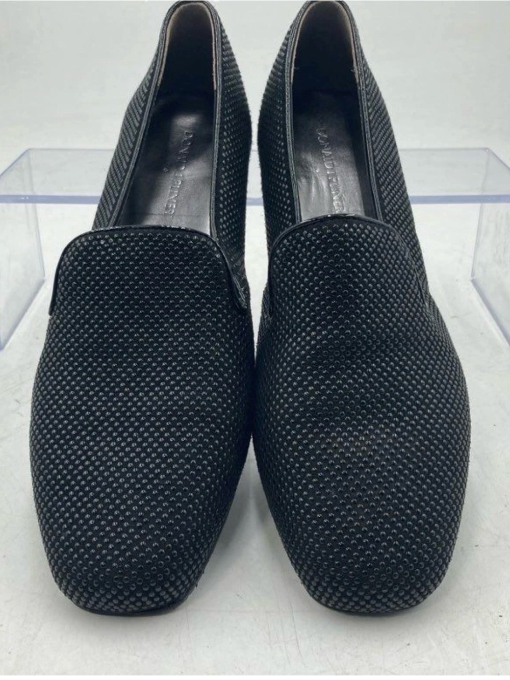 Donald J. Pliner Unisex Black Round Toe Low Top Casual Loafer Shoes Size 9.5
